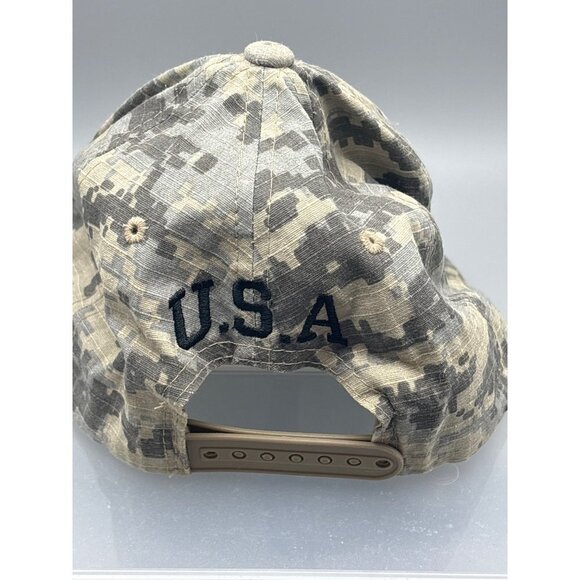 Top Level Men's Camouflage Snapback Hat Black Stars and Stripes USA Adjustable - Picture 5 of 9